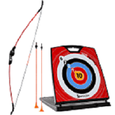 Enjoy a little target practice no matter how skilled you are with this garden archery set. Includes target, one bow and three "sucker" arrows.